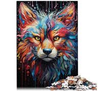 Puzzles Cadeau Renard psychédélique coloré Puzzles pour Adultes Puzzle en Bois de 1000 pièces Puzzles Difficiles et Difficiles pour Femmes Hommes （50x75 cm）