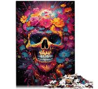 Puzzles Cadeaux Jouets Peinture Couleur crâne 1000 pièces Puzzles pour Adultes Puzzles en Bois Puzzle éducatif Jeu Familial pour et （50x75 cm）