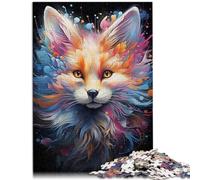Puzzles Cadeaux Jouets Puzzles de Renard psychédélique coloré pour Adultes Puzzle de 1000 pièces Jeu de Puzzle en Bois Jouets pour Famille Puzzles Cadeau (50x75 cm)