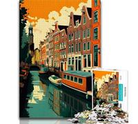 Puzzles CANAUX D'AMSTERDAM 1000 pièces pour Adultes, Difficiles à réaliser mais Amusants et Humoristiques, décoration d'intérieur et Cadeaux Uniques 50x75cm