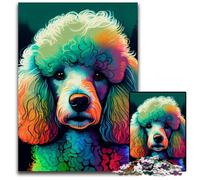 Puzzles Caniche colorés pour Adultes 1000 Puzzles pour Adultes pour Adolescents et Ados, pour Anniversaire et Vacances 50x75cm/19,68x29,52 Pouces