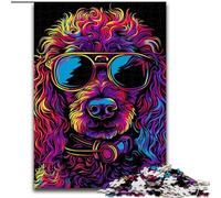Puzzles Caniche DJ Néon pour Adultes 1000 Pièces, Jouets Éducatifs, Jeux Anti-Stress, Cadeaux d'anniversaire Uniques (50x75cm)