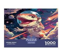 Puzzles carrés créatifs de 1 000 Dinosaures astronautes Mignons pour Adultes, Puzzles en Bois, Jeux de défi Uniques, 1 000 pièces (75 x 50 cm)