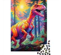 Puzzles carrés de Dinosaures colorés de 500 pièces pour Adultes et Puzzles en Bois pour activités familiales 500 pièces (52 x 38 cm)