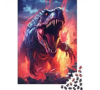 Puzzles carrés Dinosaures T-Rex 500 pièces pour Adultes et Puzzles en Bois pour activités familiales 500 pièces (52 x 38 cm)