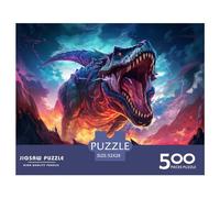 Puzzles carrés Dinosaures T-Rex 500 pièces pour Adultes, Puzzles en Bois, Jouets de Divertissement Familial 500 pièces (52 x 38 cm)