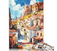 Puzzles carrés en Bois pour Adultes, Affiche d'art de Cappadoce, 500 pièces, Jeu éducatif (52 x 38 cm)