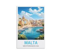 Puzzles Casse-tête de 2000 pièces Malte mer Méditerranée Décoration d’Anniversaire Fête Cadeau pour Hommes Femmes Seniors Seniors, 70x100cm
