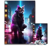 Puzzles Cat Neon Art pour Adultes, 1000 pièces, Jeu Familial interactif, défi cérébral, Jouet éducatif 50x75cm/19,68x29,52 Pouces