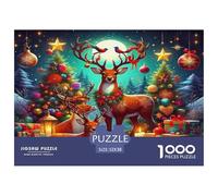 Puzzles Cerf De 1000 Pièces pour Adultes,Christmas Cute ReinCerf Un Jeu De Dexérité Très Difficile Puzzle Éducatif Et Stimulant l'art De La Décoration Moderne 52x38cm/1000pcs