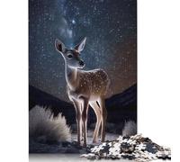 Puzzles Cerf sous la Voie Lactée pour Adultes 500 Puzzles Puzzle en Bois Puzzle Adulte Décoration de la Maison Puzzle Jouets 500 pièces (52x38cm)