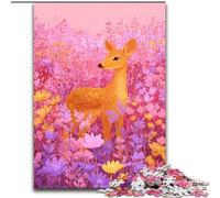 Puzzles Cerfs dans Les Fleurs pour Adolescents (1000 pièces), Jeux éducatifs et éducatifs pour Toute la Famille avec Affiche et fiche de Questions (26x38cm)