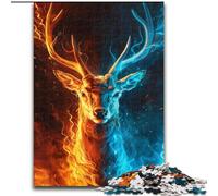 Puzzles Cerfs de Glace et de Feu pour Adultes et Adolescents, Jouets Éducatifs, Jeux Anti-Stress, Cadeaux Secret du Père Noël pour Les 14 Ans et Plus (26x38cm)