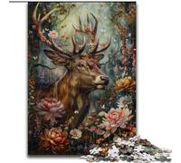 Puzzles Cerfs Floraux pour Adultes 1000 Pièces, Jeu Familial Anti-Stress, Défi Difficile, Cadeaux pour Amis et Famille (50x75cm)