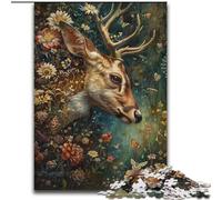 Puzzles Cerfs Floraux pour Adultes et Ados 1000 Pièces, Jeux Éducatifs, Décoration Maison, Cadeau d'anniversaire, Cadeaux, Art Mural (50x75cm)