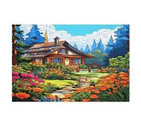 Puzzles Chalet de Village de Montagne 1000 Pièces pour Adolescents Puzzle Créatif en Bois Jouet Jeu Familial Difficulté Défi Puzzles (75×50cm)