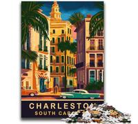 Puzzles Charleston, Caroline du Sud, 2000 pièces pour Adolescents, activité familiale avec Affiche et fiche de Questions-réponses pour Les 14 Ans et Plus (2000 pièces, 70x100cm)