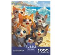 Puzzles Chat au Bord de la mer Classique Cadeau Famille Gifts for Family Animaux 1000 Pièces Décoration Murale pour Adultes Jeu Éducatif Challenge Toy 70x50cm/1000pcs
