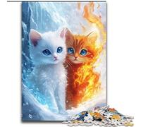 Puzzles Chat de Glace et de Feu pour Adultes 1000, Jouets Jeux Éducatifs Soulagement du Stress Cadeaux Secret du Père Noël pour Et Âge 14 26x38cm