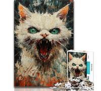 Puzzles Chat en colère 1000 pièces pour Adultes et Adolescents activité Amusante pour la Maison Jouets pour Les Jours de Pluie Cadeaux d'anniversaire 26x38cm