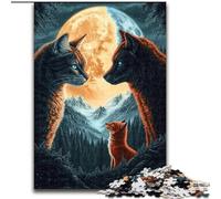Puzzles Chat et Loup Orange 1000 Pièces pour Adultes, Jouets de Divertissement Familial Idéal comme Cadeau pour Toute la Famille 26x38cm