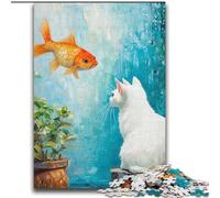 Puzzles Chat et Poisson Rouge pour Adultes et Adolescents, Jouets de Divertissement Familial, pour Toute la Famille (70x100cm)