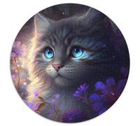 Puzzles Chat Fantastique 1000 Pièces pour Adultes Puzzle Rond 1000 Pièces Jeu Adulte Cadeau Jeu Interactif Familial Défi Cérébral Cadeau 67,5x67,5cm