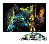 Puzzles Chat Fantastique 1000 Pièces pour Adultes Puzzles en Bois Cadeau Parfait pour la Décoration Intérieure et Les Vacances 50x75cm / 19,68x29,52 Pouces