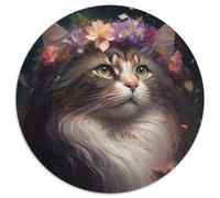 Puzzles Chat Fantastique pour Adultes, 1000 Pièces Puzzle Rond 1000 Pièces Jeu de Casse-Tête, Jeu Familial Interactif, Convient aux 14 Ans et Plus 67,5x67,5cm