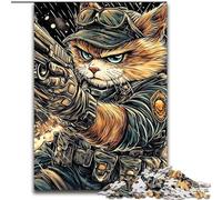 Puzzles Chat Guerrier pour Adolescents, Jouets stimulants, décoration Murale, Cadeaux d'anniversaire et de Noël Uniques (26x38cm)