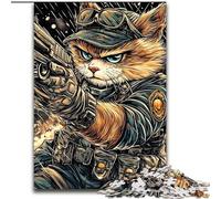 Puzzles Chat Guerrier pour Adultes, 1000 pièces, défi d'intelligence cérébrale, Jouets addictifs, Cadeaux d'anniversaire pour Les 14 Ans et Plus (50x75cm)