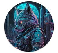 Puzzles Chat Humain pour Adultes, 1 000 pièces, Ronds, pour débutants, idéal pour Les Anniversaires et Les fêtes (67,5x67,5cm)