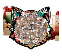 Puzzles Chat | Jouet Éducatif pour avec 135 Pièces en Bois de Mignon | Puzzle en Bois Chat | pour Les, Le Noël, l'hiver, Les Vacances, La Fête, L'École, Et Les Activités Familiales