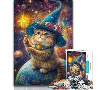 Puzzles Chat Magicien pour Adultes et Adolescents, 1 000 pièces, Jouets éducatifs et éducatifs, Jeux familiaux avec Affiche et fiche de Questions-réponses (38x26cm)