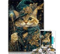 Puzzles Chat Magique pour Adolescents Puzzle 1000 pièces, Difficile à compléter mais Amusant et Humoristique avec Une Affiche Assortie et Une Feuille de Questions 50x75cm
