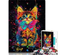 Puzzles Chat Néon pour Ados, Difficiles à compléter mais Amusants et Humoristiques avec Affiche et fiche de Questions-réponses Assorties 70x100cm