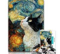 Puzzles Chat Night Sky pour Adultes et Adolescents, Aidez Le Cerveau à exercer des Jouets addictifs pour cultiver la Patience, Excellent Cadeau 38x26cm