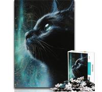 Puzzles Chat Noir Ciel Étoilé pour Adultes 1000 Pièces, Jeu de Jouets Relevant Chaque Pièce Est Unique - Jeu Familial Relevant 50x75cm