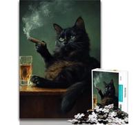 Puzzles Chat Noir pour Adultes et Adolescents 1000 Pièces, Aidez Le Cerveau à Exercer des Jouets Addictifs pour Cultiver la Patience Une Œuvre d'art 38x26cm