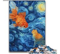 Puzzles Chat Orange et Poisson Rouge pour Adolescents, Jeux éducatifs à Faire soi-même avec Affiche et fiche de Questions Assorties (14 Ans et Plus) (70x100cm)