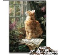 Puzzles Chat Orange pour Adultes et Ados 1000 Pièces, Jouets Éducatifs, Jeux Anti-Stress, Cadeaux d'anniversaire Uniques (50x75cm)