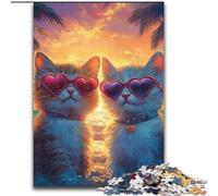 Puzzles Chat pour Adultes 1000 pièces, Jeux éducatifs, décoration d'intérieur, Cadeau d'anniversaire, Art Mural (50x75cm)