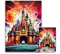 Puzzles Château Coloré 1000 Pièces pour Adultes Puzzles en Bois Cadeau Parfait pour la Décoration Intérieure et Les Vacances 50x75cm / 19,68x29,52 Pouces