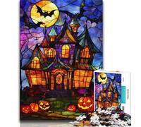 Puzzles Château d'halloween pour Adultes 1000 Puzzles, Difficiles à compléter mais Amusants et Humoristiques Décoration d'intérieur Unique et Cadeaux 38x26cm