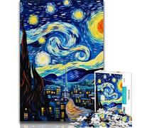 Puzzles Château du Ciel Nocturne pour Adultes et Adolescents 1000 Pièces, Difficile à Compléter, mais Amusant et Humoristique avec Affiche et Fiche de Questions Assorties (38x26cm)