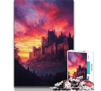 Puzzles Château Médiéval 1000 pièces pour Adolescents, Anti-Stress, Vacances à la Maison, avec Affiche et fiche de Questions Assorties (38x26cm)