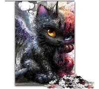 Puzzles Chaton Diable pour Adultes 1000 pièces, Jeu Stimulant et Jeu Familial, Collection d'artistes, Beaux-Arts pour Les 14 Ans et Plus (26x38cm)