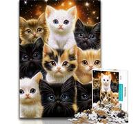 Puzzles Chatons pour Ados, Anti-Stress, pour Passer Le Temps à la Maison, avec Affiche et fiche de Questions-réponses Assorties (38x26cm)