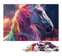 Puzzles Cheval Arc-en-Ciel 1000 pièces pour Adultes, Puzzles en Bois, idéal pour Les Adolescents et Les collectionneurs, Cadeau de Voyage, activité familiale 50x75cm / 19,68x29,52 Pouces