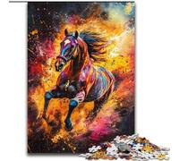 Puzzles Cheval Graffiti pour Adultes 1000 Puzzles, Art Intéressant Réduction du Stress Liste de Souhaits avec Père Noël pour 14 Ans (50x75cm)